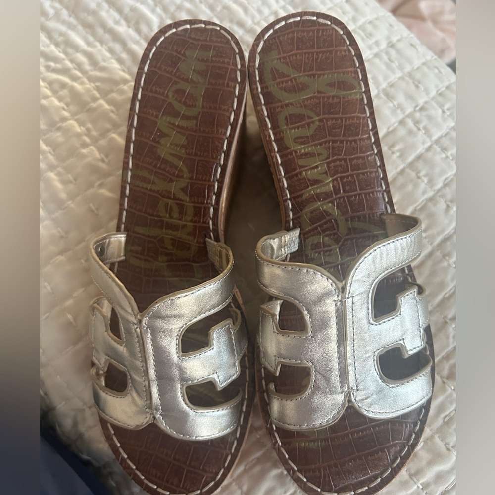 Sam Edelman Silver Slide Sandals